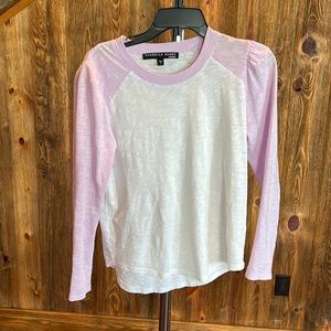 Veronica beard, size small, pink, and white T-shirt